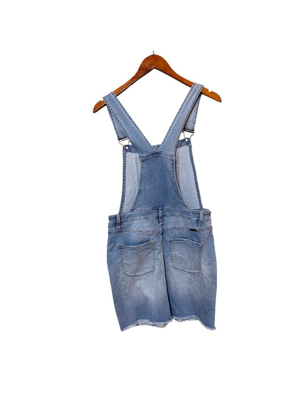 KanCan Womens Med Medium Wash Denim Overall Skirt Raw Hem Western Cowgirl Beach - Picture 2 of 6